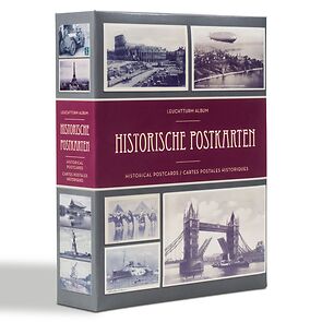 Small postcard album for historical postcards with 50 inbound polypropylene pages