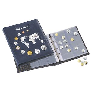 Coin Album 'World Money' with 5 different OPTIMA Coin Sheets, blue