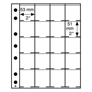 GRANDE Plastic Stock Pages with 20 spaces for 2'x2' Coin Holders