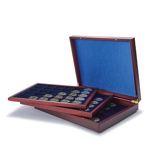 VOLTERRA TRIO de Luxe Presentation Case with 3 wooden trays, each for 30 coins up to  39mm
