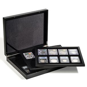 VOLTERRA TRIO de Luxe Presentation Case, matte black, w/3 trays for 24 certified coins