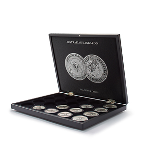VOLTERRA UNO Display Coin Case for 20 Australian Kangaroo 1 oz. Silver Coins in Capsules