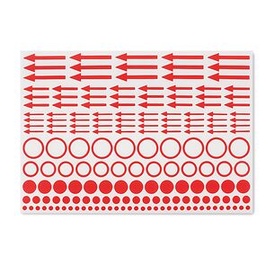 Indicator labels, self-adhesive, include various dots, circles and arrows, pack of 10