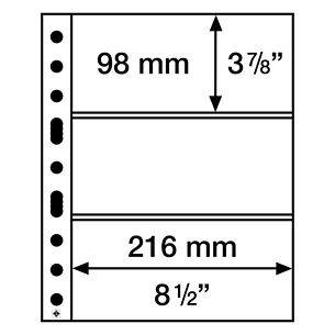 SH 312 plastic sheets, 3 horizontal pockets for banknotes, PP, clear, pack of 50