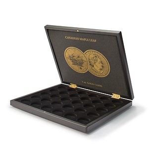 Presentation case for 30 Maple Leaf gold coins in capsules