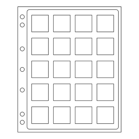 ENCAP Clear Pages  for 15 Square coin capsules QUADRUM 52 x 52