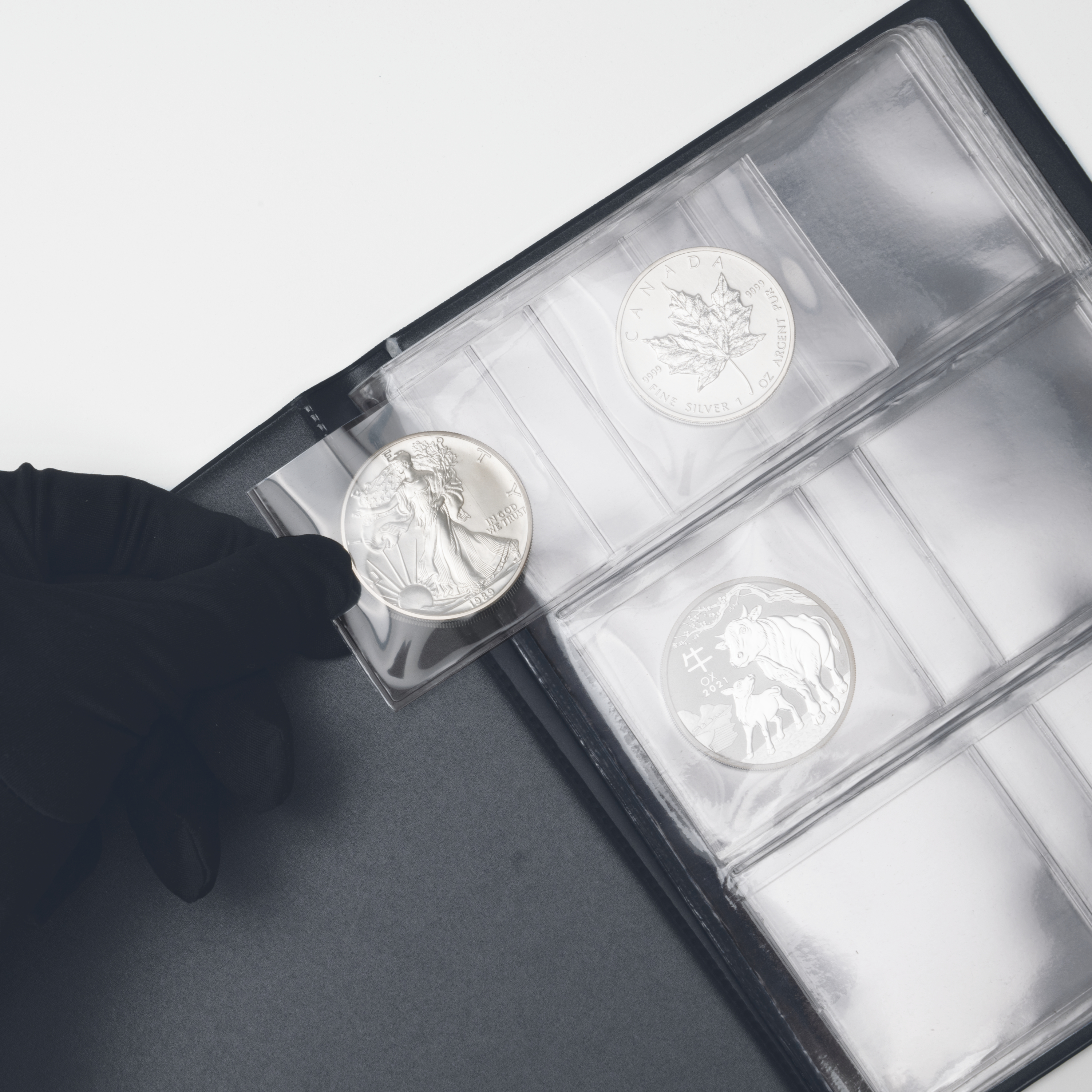 Pocket coin album for up to 36 coins 41mm in diameter.