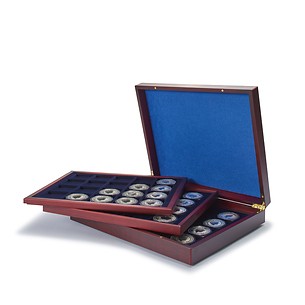 VOLTERRA TRIO de Luxe Presentation Case with 3 wooden trays, each for 20 coins up to  48 m