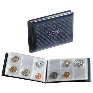 Coin Wallet with 8 Coin Sheets each for 6 coins, blue