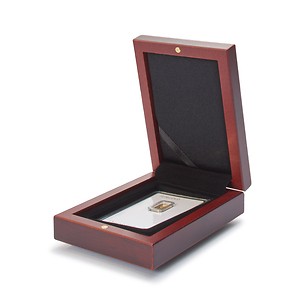 VOLTERRA box for 1 x gold bar in blister packaging, mahogany finish