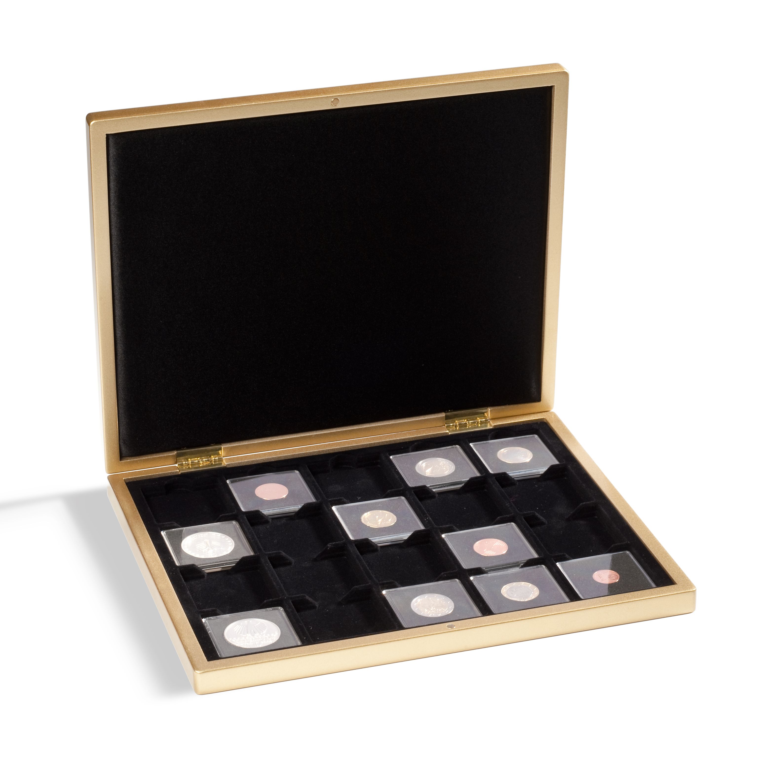 Presentation Case PIANO for 20 QUADRUM coin capsules, goldmetallic at