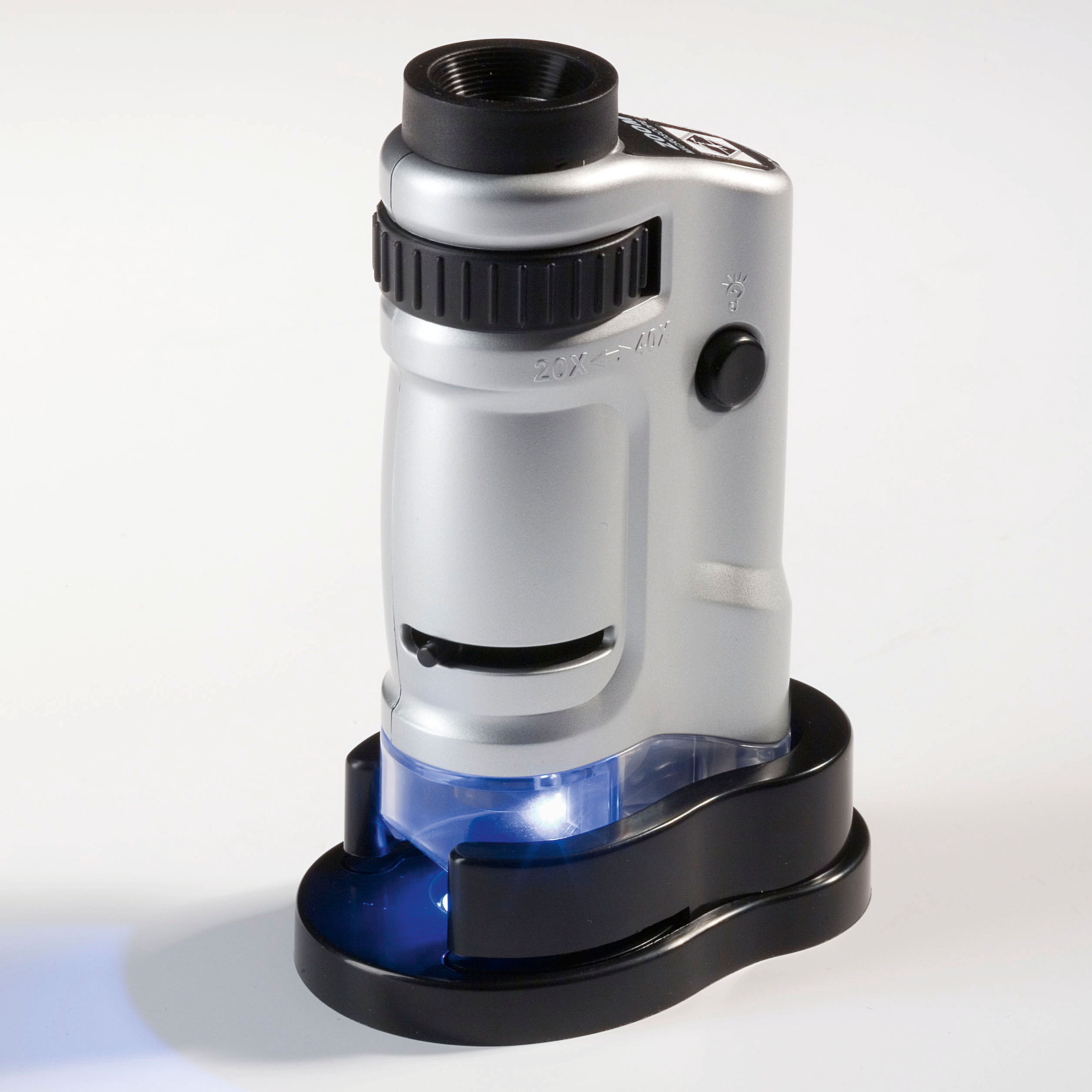 Mini microscope de poche lumineux à éclairage LED à zoom 20X-40X