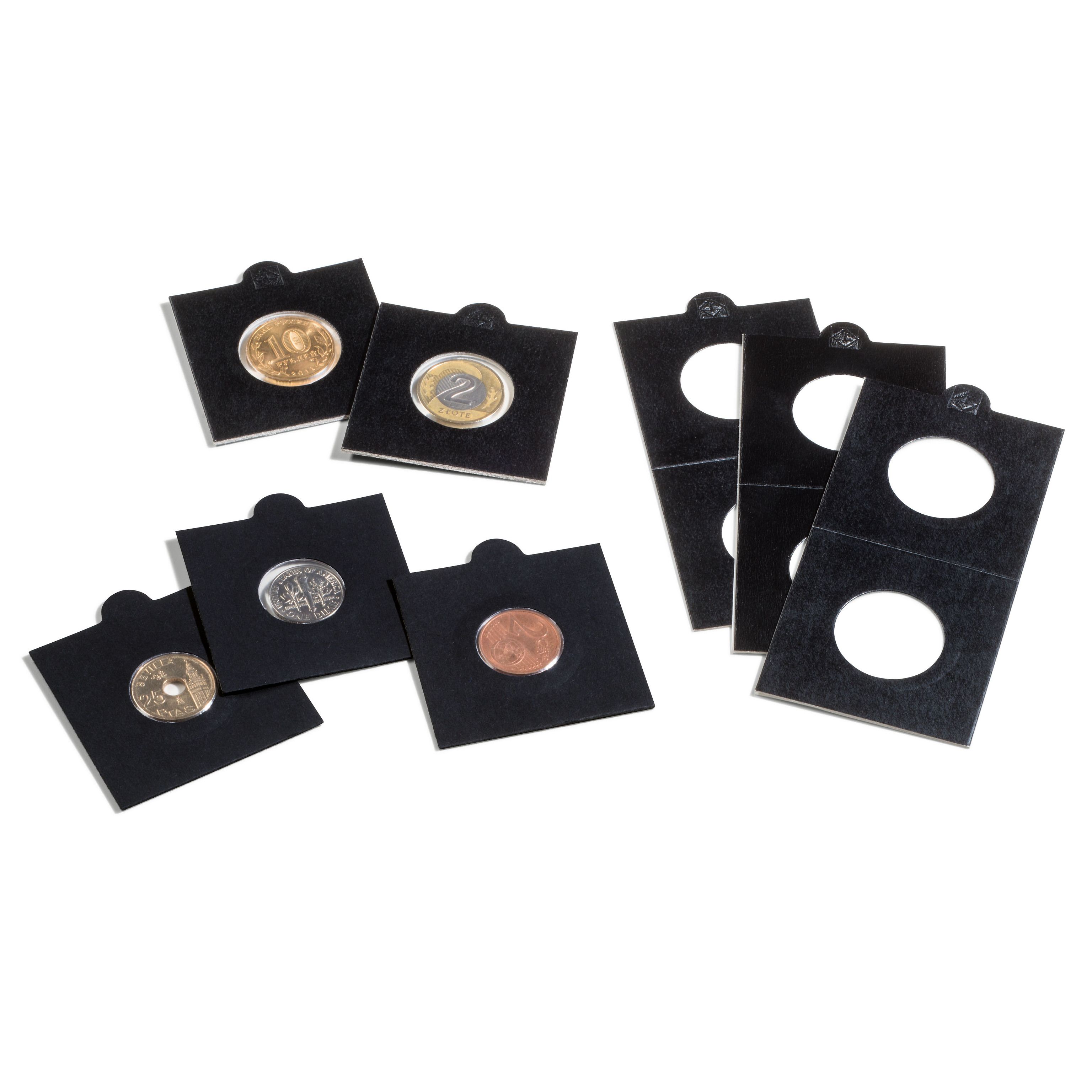 Matrix Coin Holders, Black, Inside Ø 39,5 mm, Self-Adhesive, Pack of 100