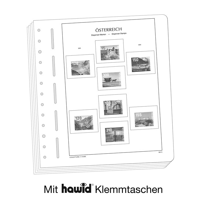 Lighthouse supplement with stamp mounts Austria - Dispenser-stamps 2025