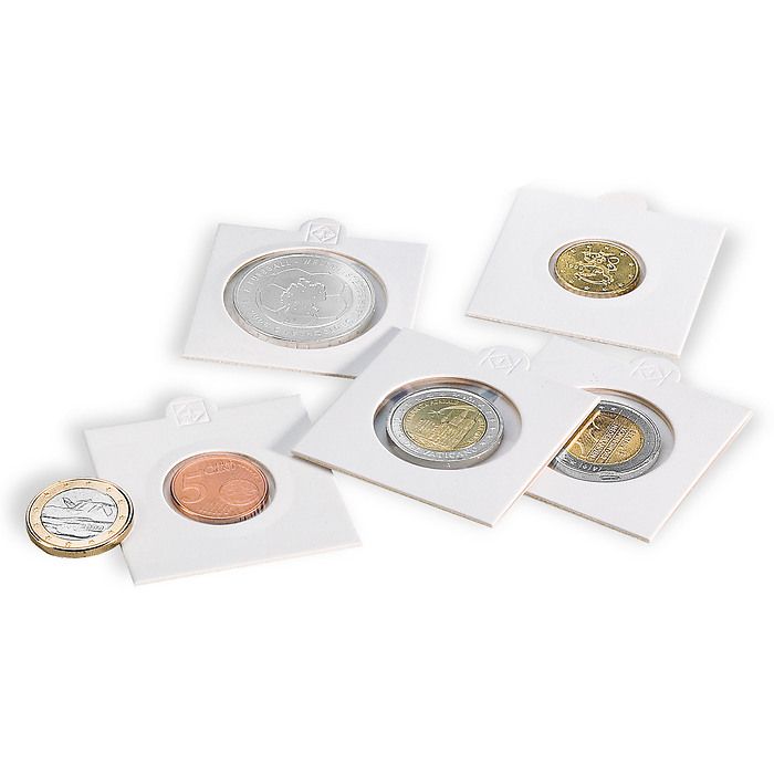 Coin Holders, self-adhesive, for coins up to 30 mm, pack of 25