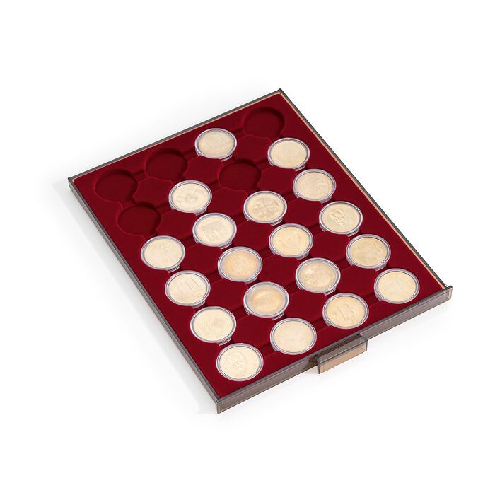 Coin Box 24 round compartments for 41 mm Ï, smoke colored