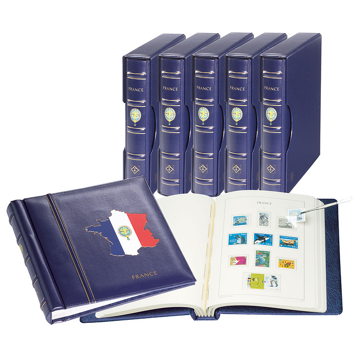 Turn-bar Binder PERFECT DP, classic design, 'FRANCE' imprint, incl. slipcase, blue