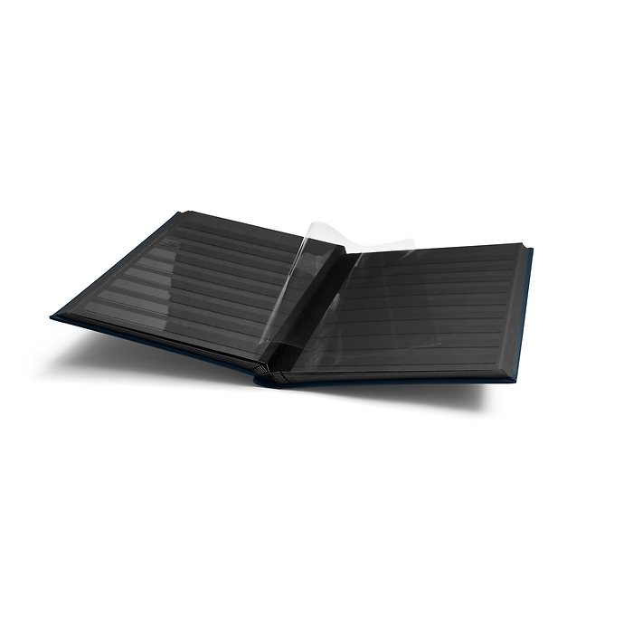 PREMIUM S32 A4 Stockbook, 32 black pages, padded leather cover, blue