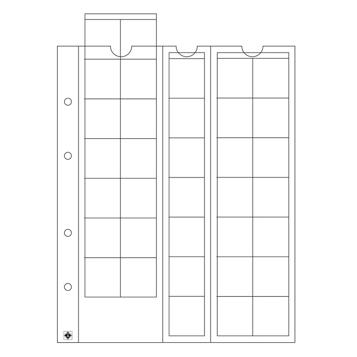 OPTIMA Coin Sheets for 35 coins up to 27 mm, clear