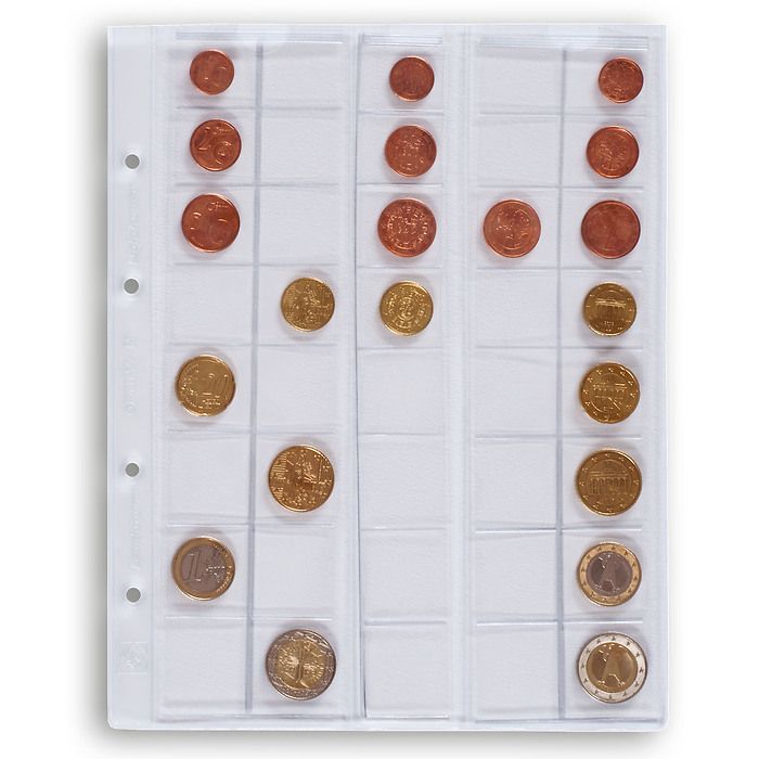 OPTIMA  Coin Sheets for EURO Sets up to 26 mm, clear