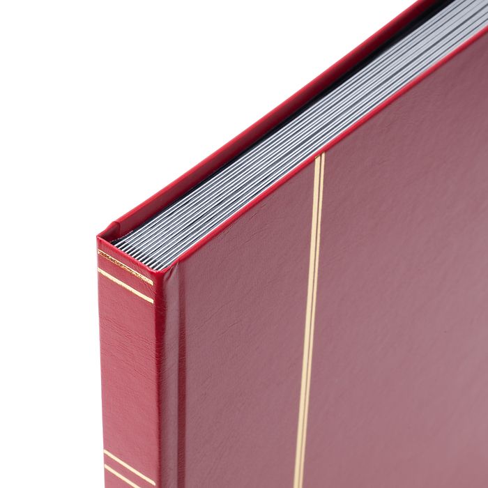 BASIC A4  Stockbook, 32 black pages, hard cover, red