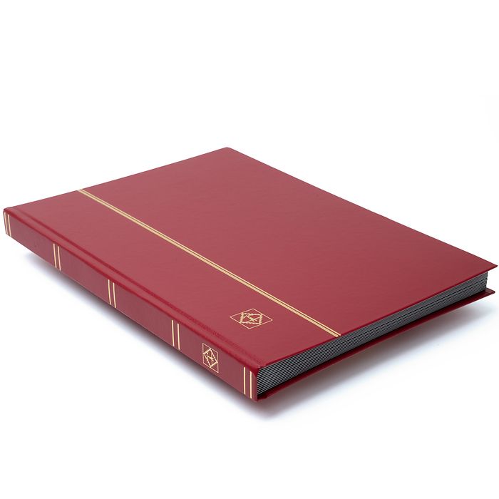 BASIC A4  Stockbook, 32 black pages, hard cover, red