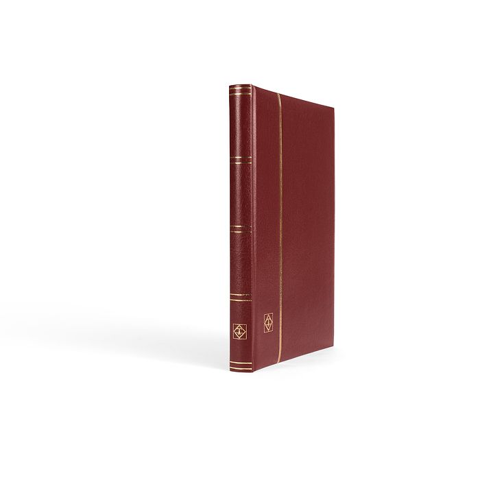 PREMIUM S32 A4 Stockbook, 32 black pages, padded leather cover, red