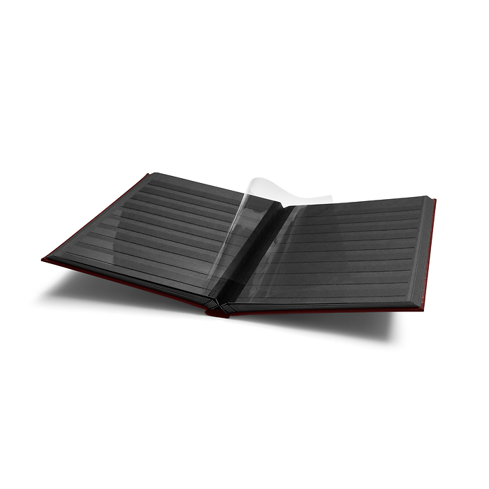 PREMIUM S32 A4 Stockbook, 32 black pages, padded leather cover, red
