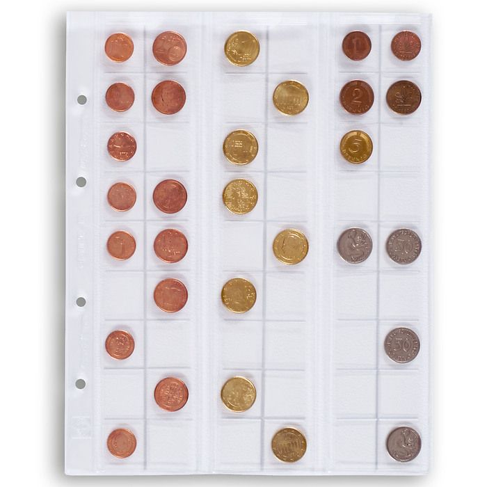 OPTIMA  Coin Sheets for 54 coins up to 20 mm, clear