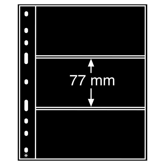 OPTIMA Plastic Pockets, 3-way division, black