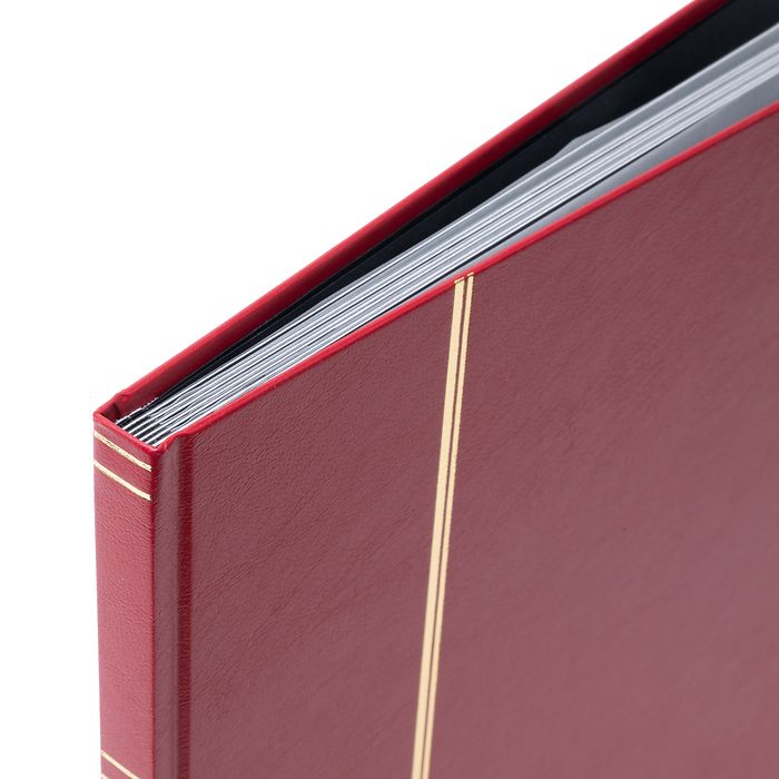 BASIC A4  Stockbook, 16 black pages, hard cover, red