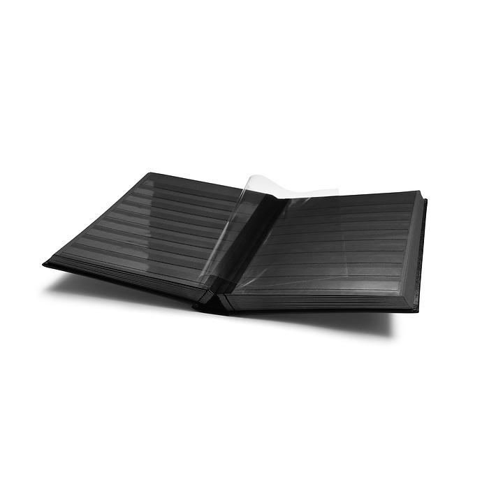 PREMIUM S64 A4 Stockbook, 64 black pages, padded leather cover, black