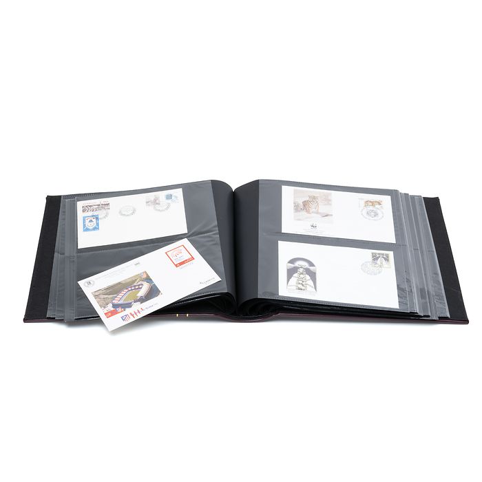 Album for 200 FDCs or letters up to 195x130 mm,  including slipcase, red