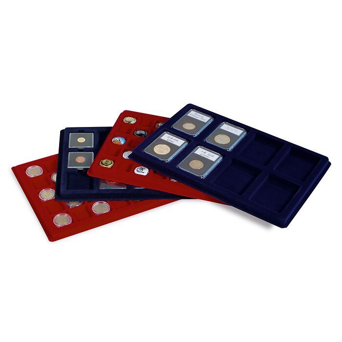 Coin Presentation Trays with 15 spaces for Coin Holders up to 50x50 mm, blue