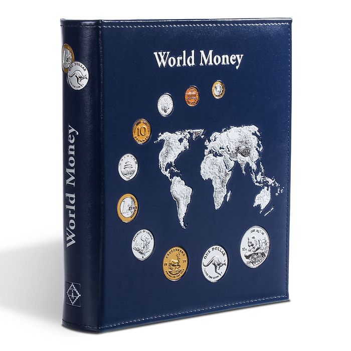 Coin Album 'World Money' with 5 different OPTIMA Coin Sheets, blue