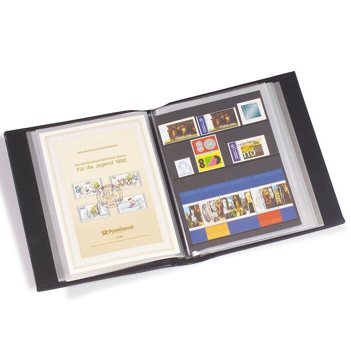 German First Day of Issue Card Album with 50 clear pockets, blue