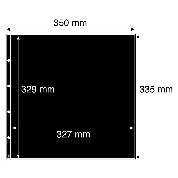 Plastic Pockets for Mint Sheets open along top and on punched hole side, black