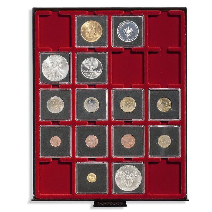 Square Coin Capsules QUADRUM inner diameter 26 mm (for US Small $, Susan B. Anthony, Presi