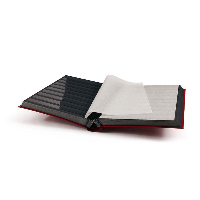 BASIC A4  Stockbook, 64 black pages, non-padded cover, red