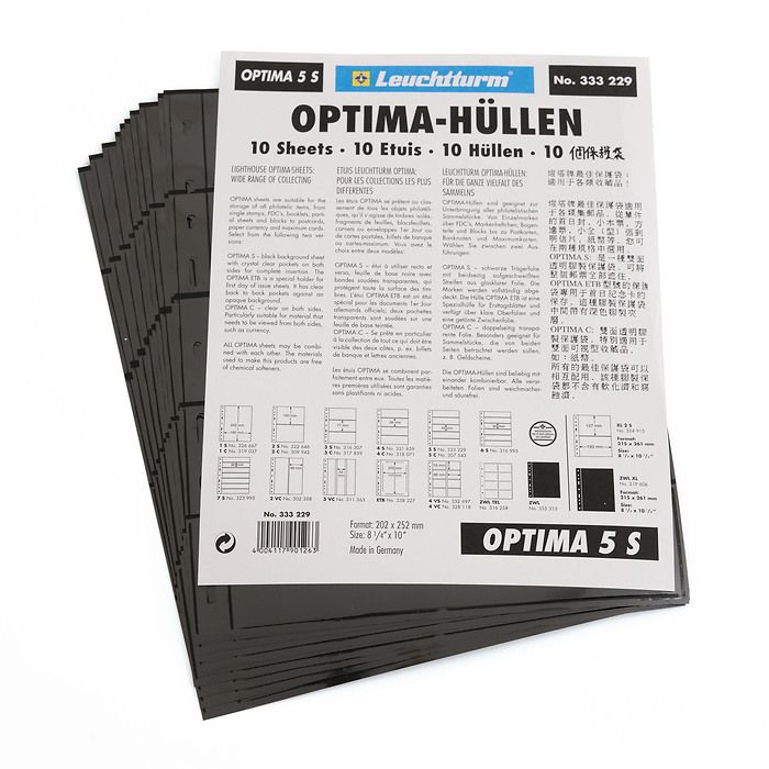 OPTIMA Plastic Pockets, 5-way division, black
