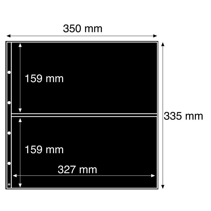 Plastic Pockets for New Postcards, 2-way division, black