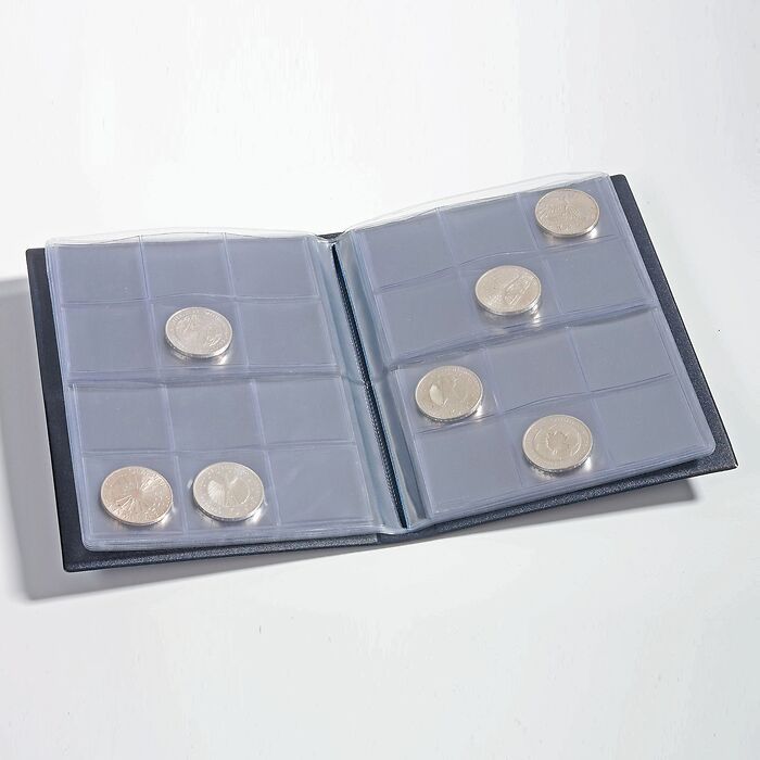 Coin Wallet with 8 Coin Sheets each for 12 coins, blue