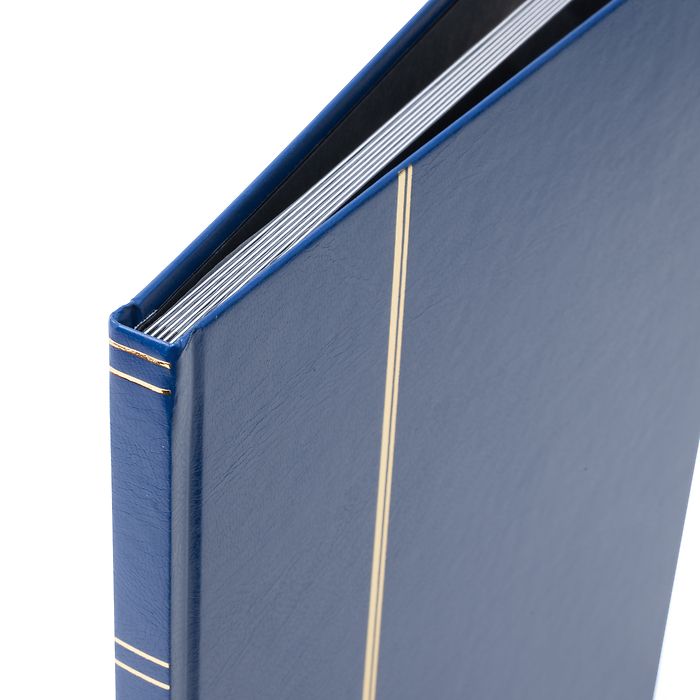 BASIC A4  Stockbook, 16 black pages, hard cover, blue