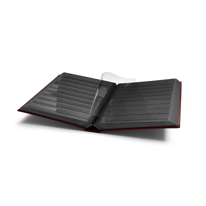 PREMIUM S64 A4 Stockbook, 64 black pages, padded leather cover, red