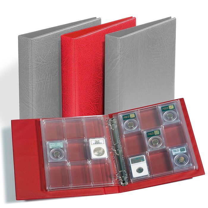 GRANDE F 3-RING ALBUM with 4 ENCAP PAGES for SLABS, Red