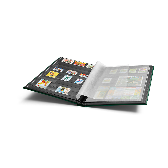 'COMFORT'  A4 Stockbook, 32 black pages, padded cover, green