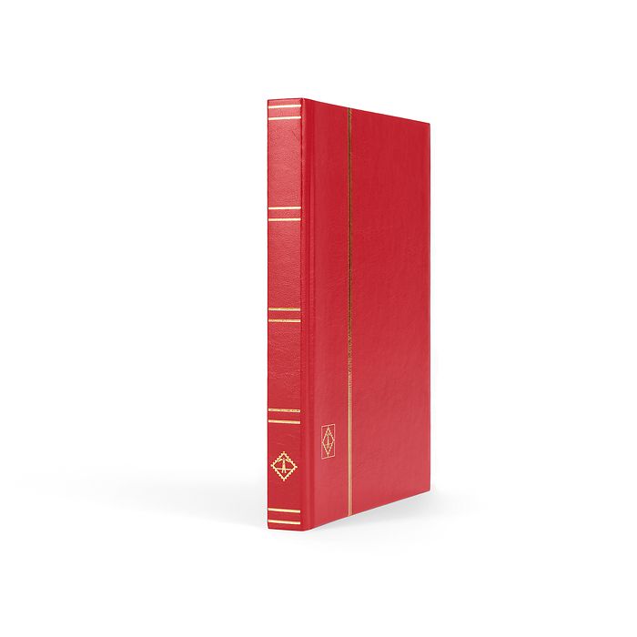 BASIC A5 Stockbook, 32 black pages, hard cover, red