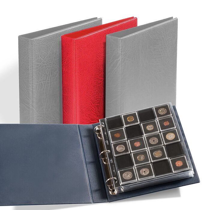 GRANDE F 3-RING ALBUM with 5 ENCAP PAGES for QUADRUM, Red