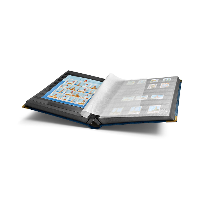 'COMFORT de Luxe' A4 Stockbook, 64 black pages, padded cover, metal corners