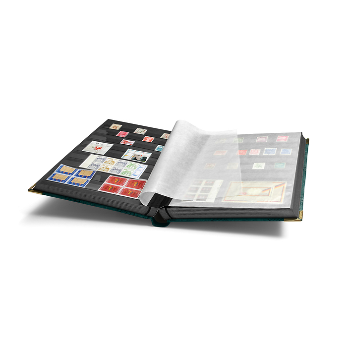 'COMFORT de Luxe' A4 Stockbook, 64 black pages, padded cover, metal corners